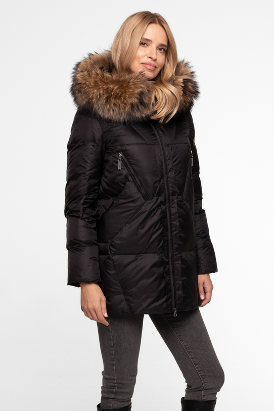 Czarna krótka kurtka z naturalnym wypełnieniem - 2