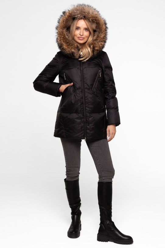 Czarna krótka kurtka z naturalnym wypełnieniem - 1