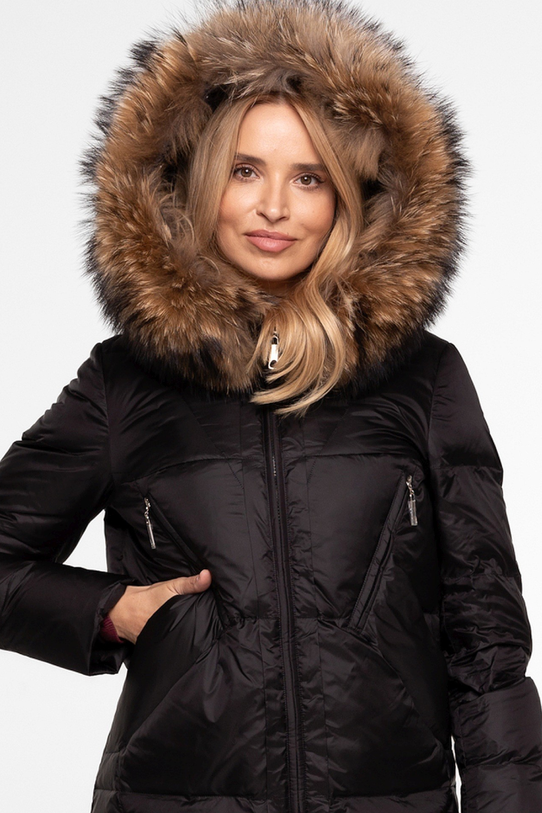 Czarna krótka kurtka z naturalnym wypełnieniem - 5