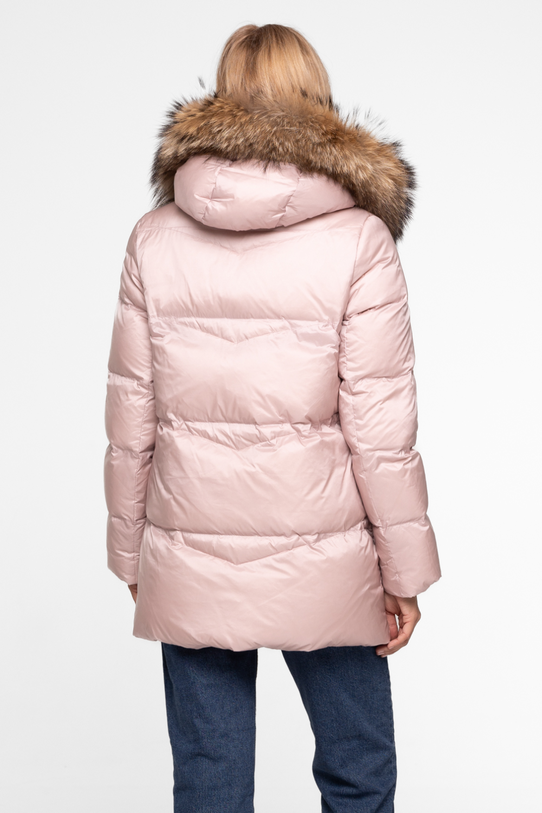 Jasnoróżowa krótka kurtka z naturalnym wypełnieniem - 3