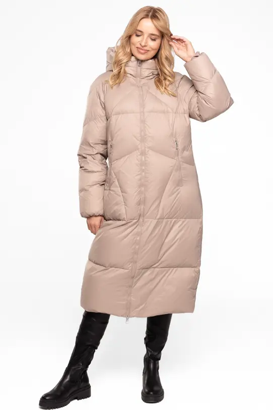 Ciepła beżowa kurtka z naturalnym wypełnieniem - 1