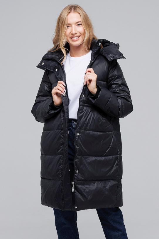 Black down jacket with a detachable hood - 1