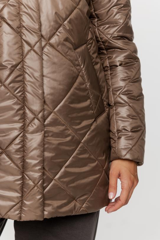 Pikowana brązowa kurtka z ociepleniem i kapturem - 3
