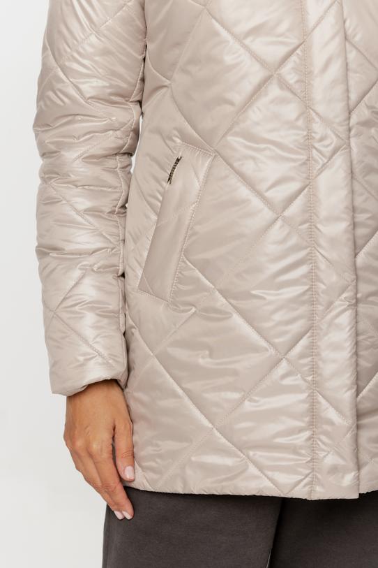 Pikowana szampańska kurtka z ociepleniem i kapturem - 3