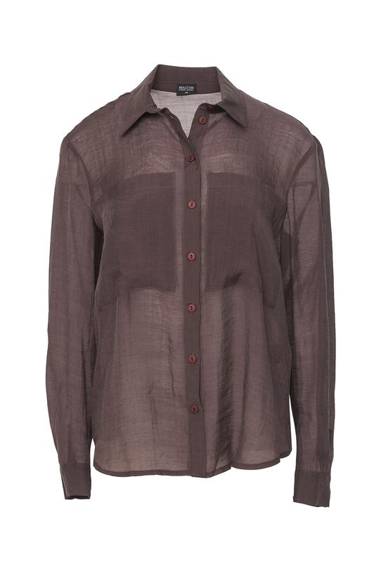 Lekka koszula mgiełka z długim rękawem i kieszeniami - 1