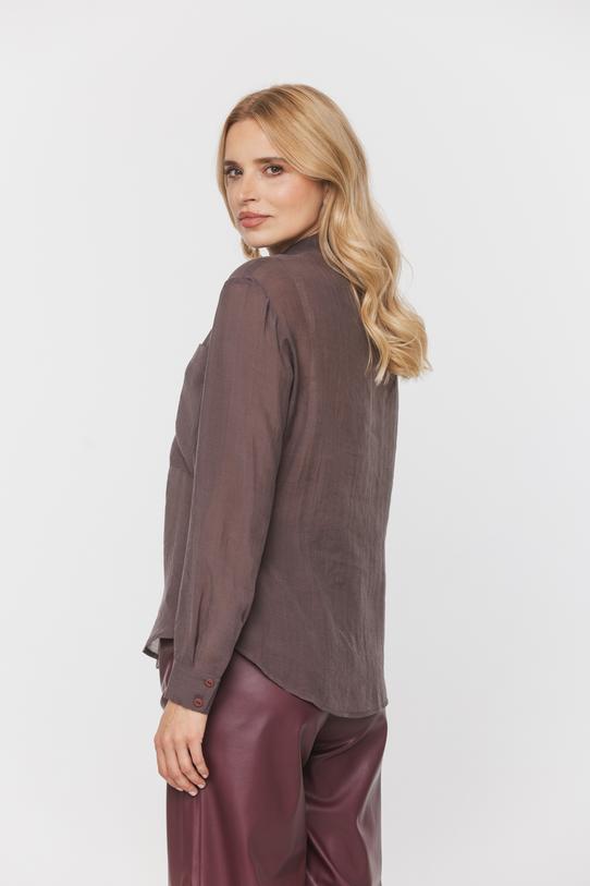 Lekka koszula mgiełka z długim rękawem i kieszeniami - 3