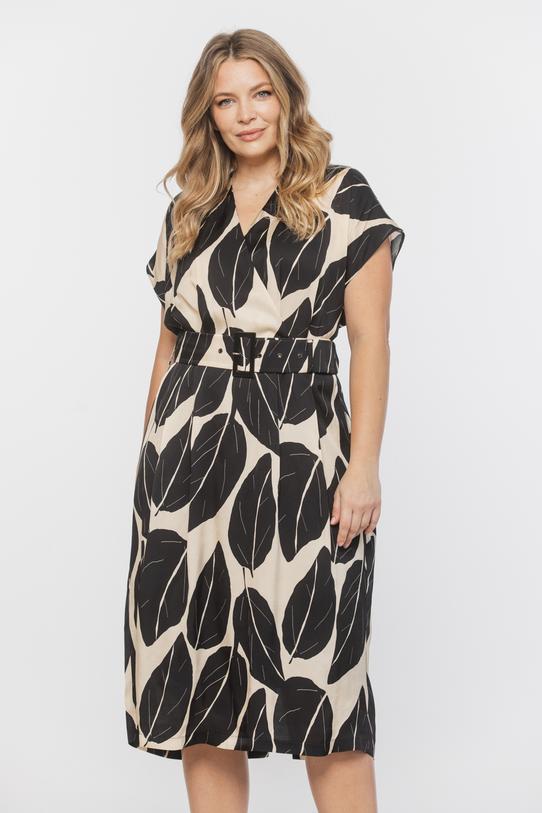 Lekka sukienka z paskiem z satyny wiskozowej - 2
