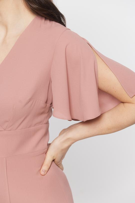 Lekka wizytowa sukienka w kolorze łososiowego różu - 5