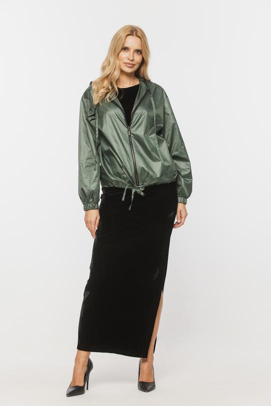 Wizualizacja Lekka kurtka z kapturem w odcieniu zieleni z troczkami