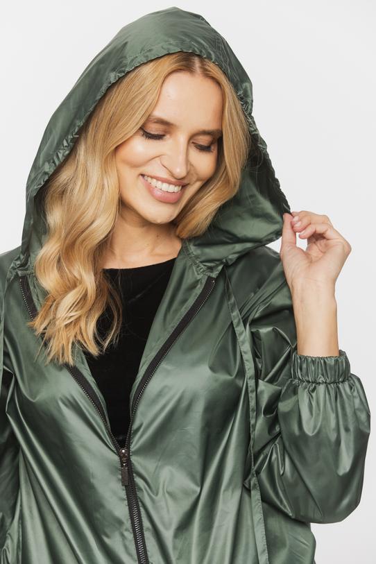 Lekka kurtka z kapturem w odcieniu zieleni z troczkami - 3