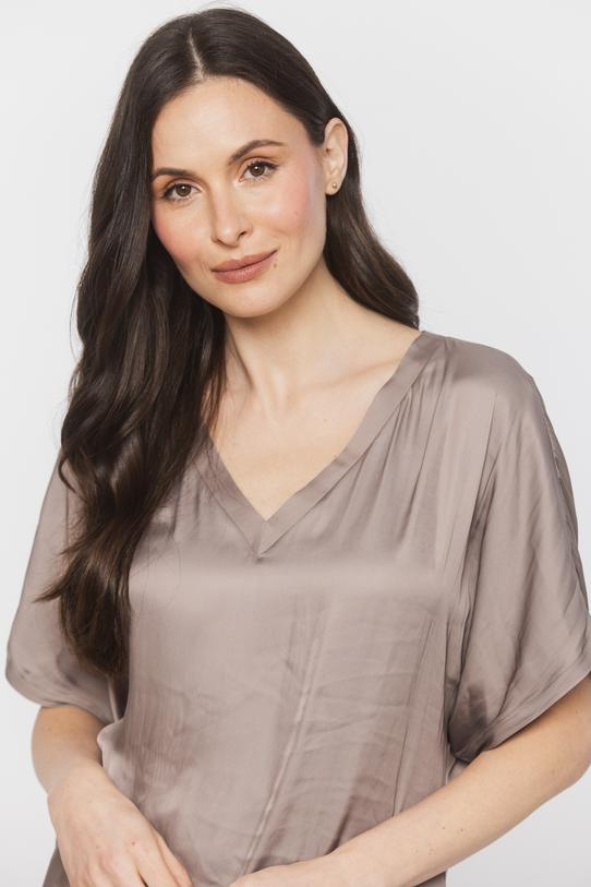 Lekka zwiewna bluzka w kolorze kremowego brązu - 4