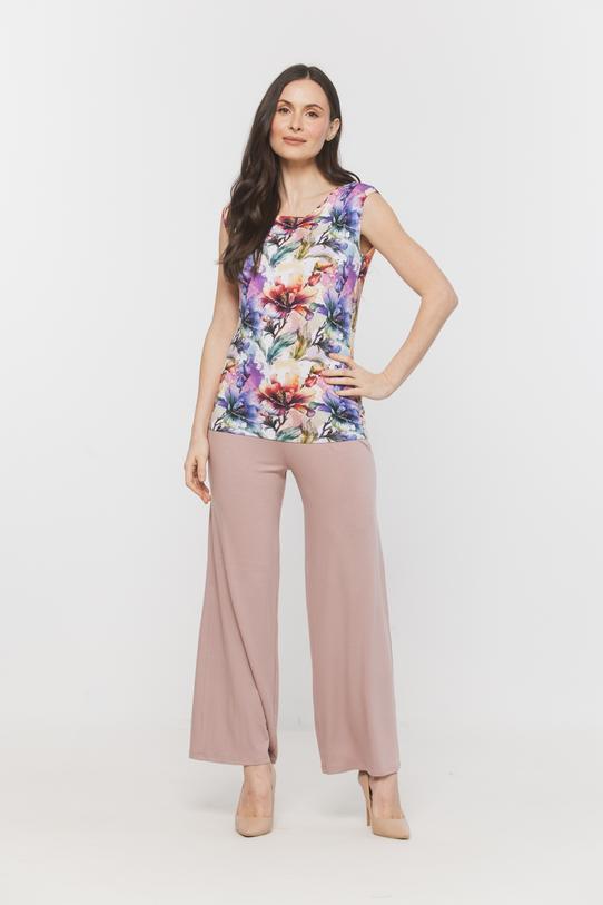 Letnia bluzka z dzianiny w kolorowe kwiaty - 2