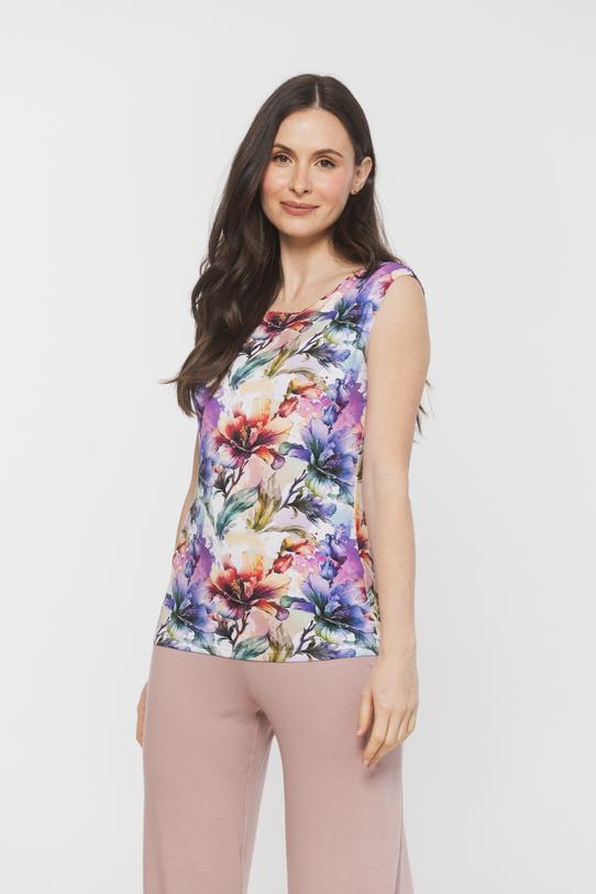 Wizualizacja Letnia bluzka z dzianiny w kolorowe kwiaty