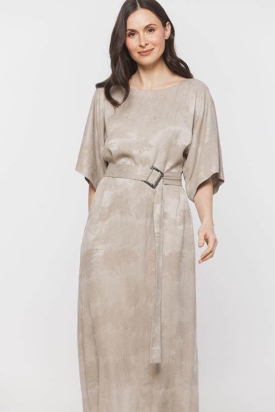 Letnia sukienka z fakturowanej beżowej tkaniny wiskozowej - 3