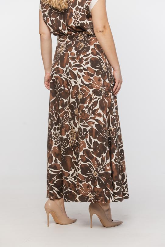 Letnia wiskozowa spódnica w brązowe kwiaty - 3