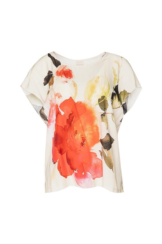 Luźna bluzka z akwarelowym kwiatem - 1