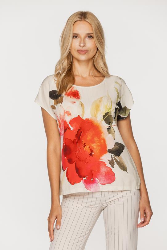Luźna bluzka z akwarelowym kwiatem - 2