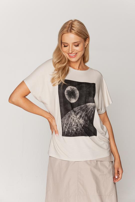 Luźna bluzka z cyfrowym nadrukiem - 3