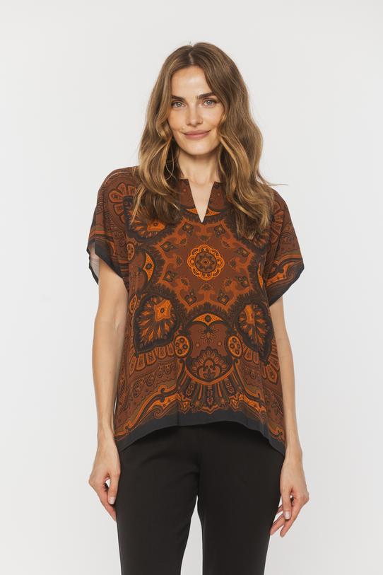 Luźna kimonowa bluzka z wzorzystej wiskozy - 2