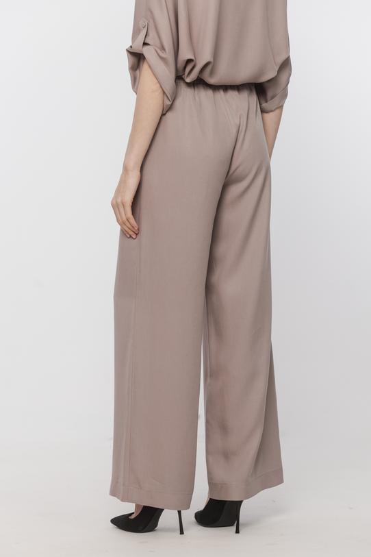 Luźne beżowe spodnie z tkaniny tencel - 3