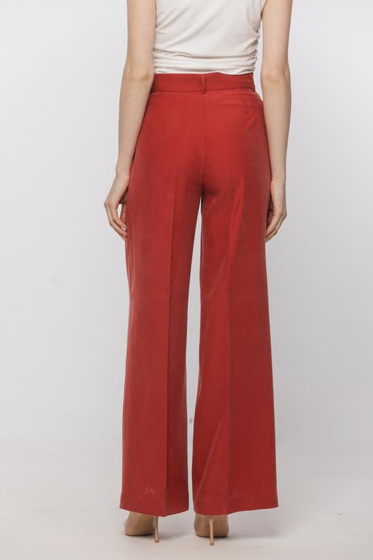 Luźne ceglaste spodnie z letniej wiskozy - 3