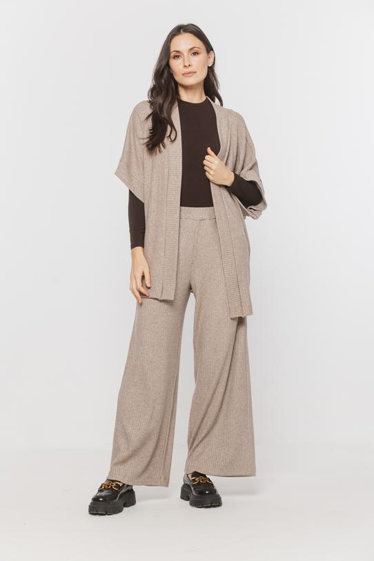 Luźne proste spodnie z dzianiny sweterkowej - 2