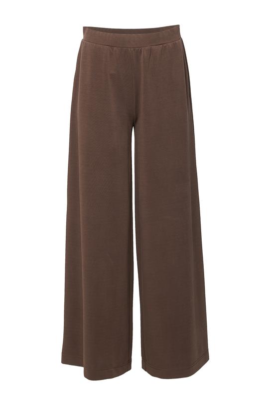Luźne spodnie z lekkiej brązowej dzianiny - 1