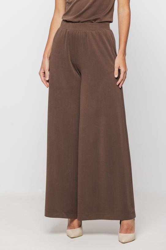 Luźne spodnie z lekkiej brązowej dzianiny - 2