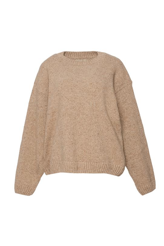 Luźny beżowy sweter z wełny i jedwabiu - 1