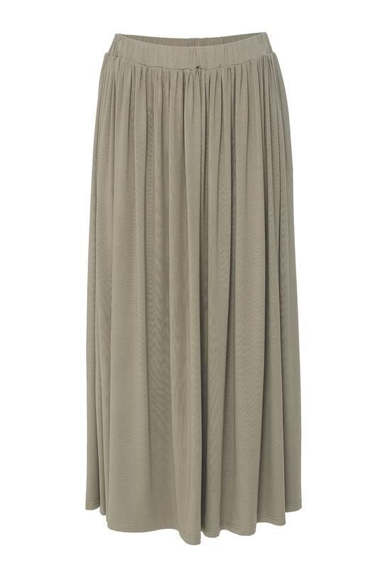 Marszczona ciemnozielona spódnica z dzianiny wiskozowej - 1