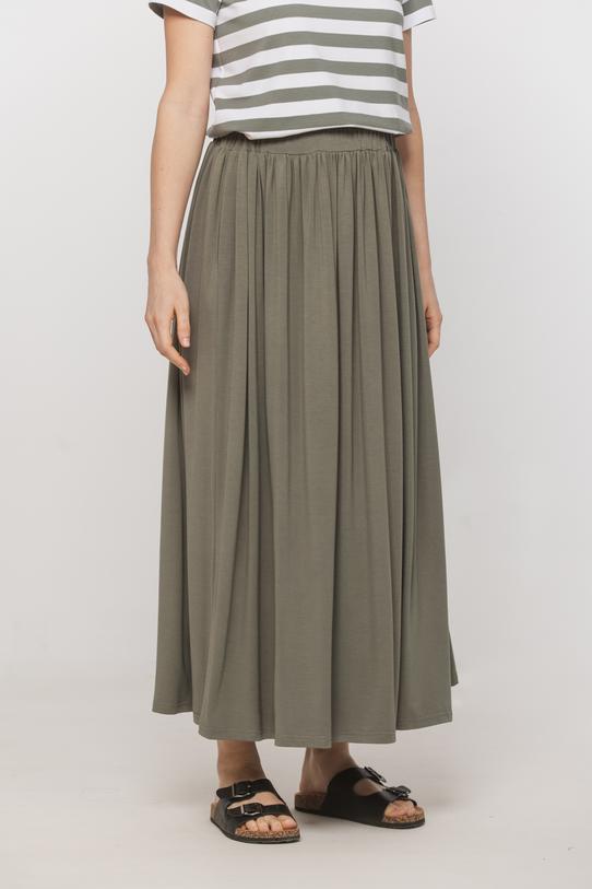 Marszczona ciemnozielona spódnica z dzianiny wiskozowej - 2