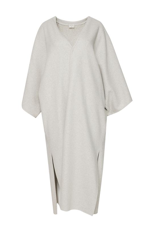 Miękka długa narzutka w odcieniu szarości o luźnym fasonie - 1