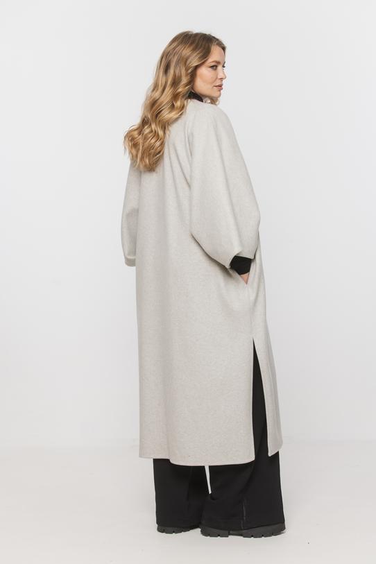 Miękka długa narzutka w odcieniu szarości o luźnym fasonie - 3