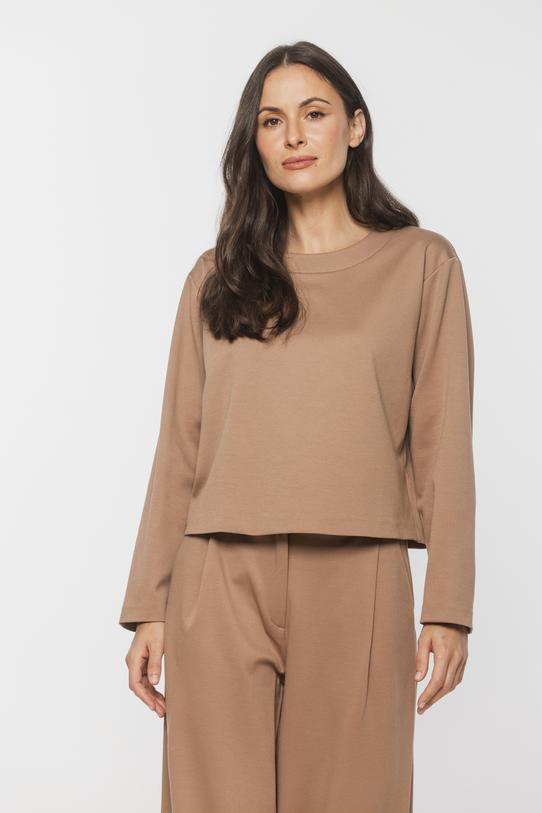 Mięsista bluzka o luźnym fasonie z dekoltem łódka - 2