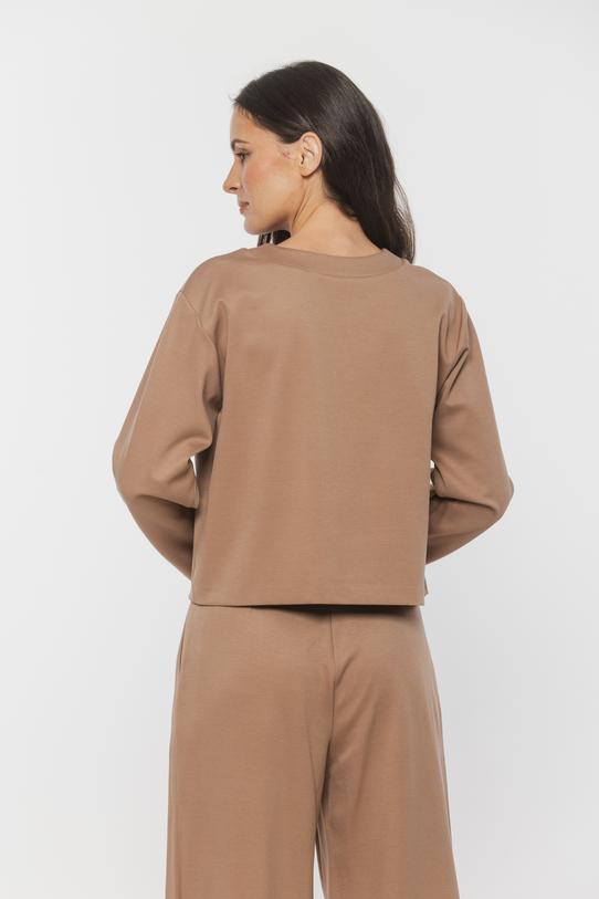 Mięsista bluzka o luźnym fasonie z dekoltem łódka - 3