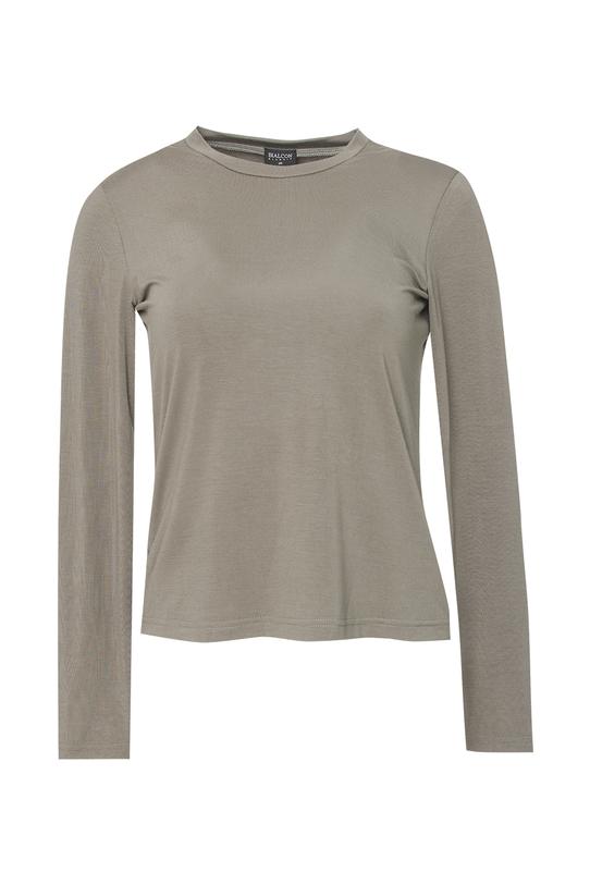 Minimalistyczna bluzka z długim rękawem w kolorze khaki - 1