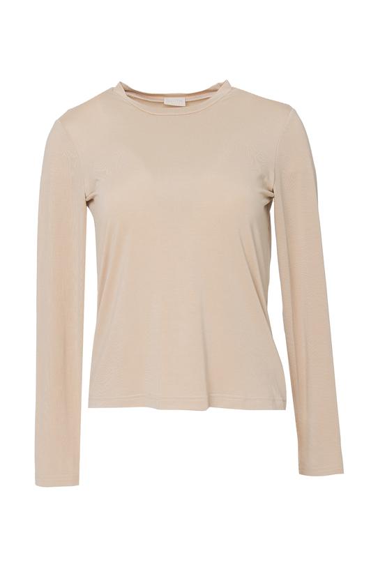 Minimalistyczna bluzka z długim rękawem w piaskowym kolorze - 1