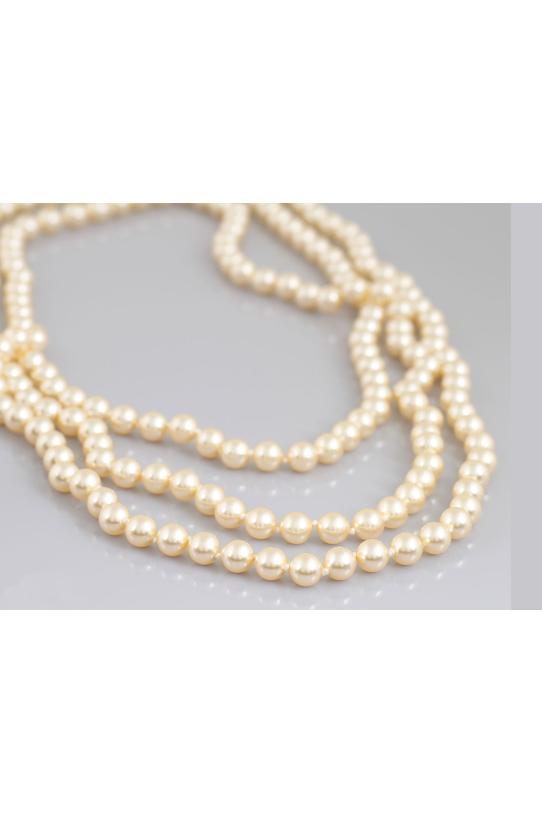 Długi naszyjnik ze szklanych złotych pereł - 1