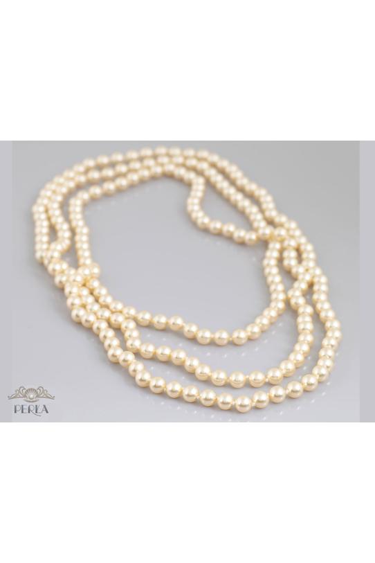 Długi naszyjnik ze szklanych złotych pereł - 2