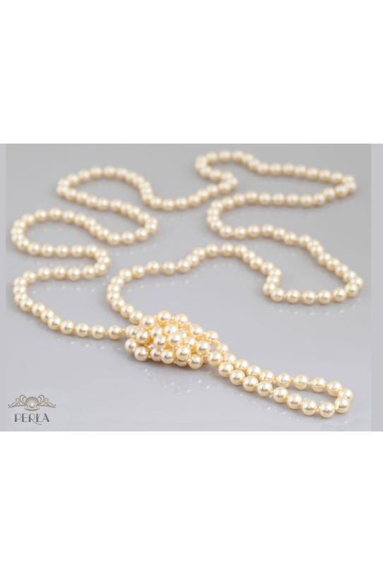 Wizualizacja Długi naszyjnik ze szklanych złotych pereł