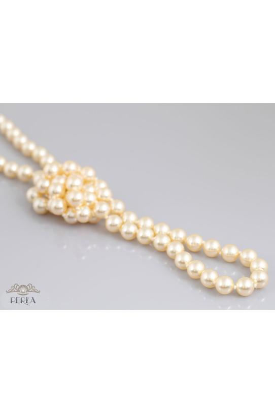 Długi naszyjnik ze szklanych złotych pereł - 4