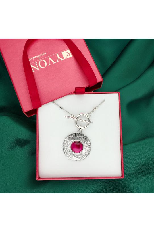 Naszyjnik w kolorze srebra z tygrysim oczkiem - 1