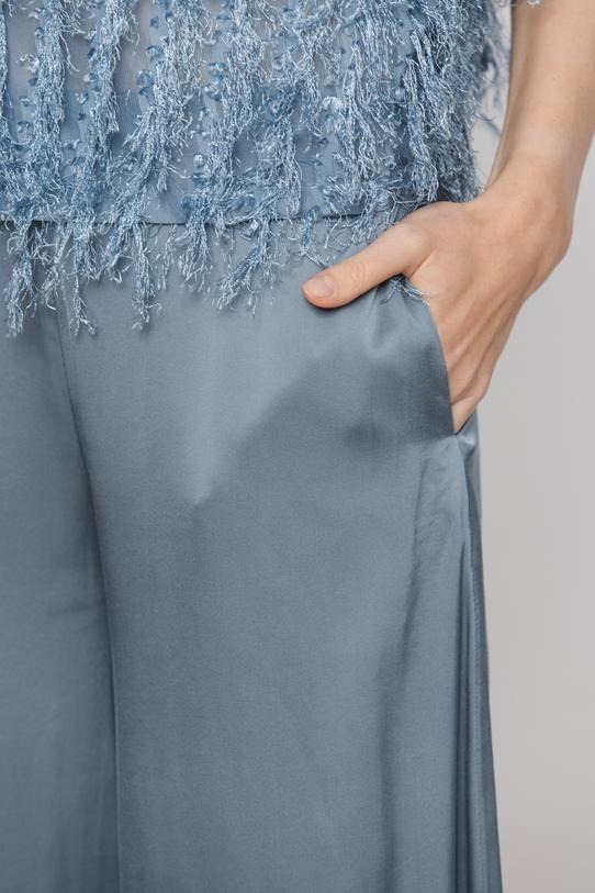 Blue wide-leg trousers made of satin viscose - 3