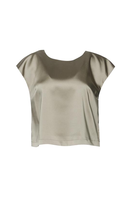 Satynowa bluzka z dekoracyjnym zapięciem z tyłu - 1