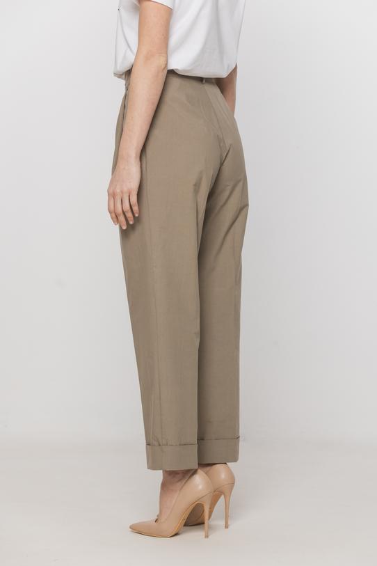 Oliwkowe bawełniane spodnie w kant - 4
