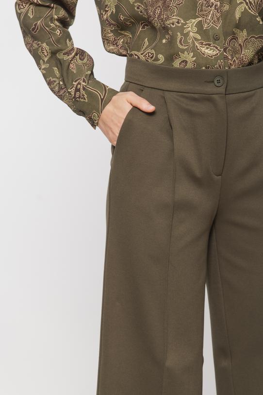 Oliwkowe eleganckie spodnie ze stębnowanym kantem - 3