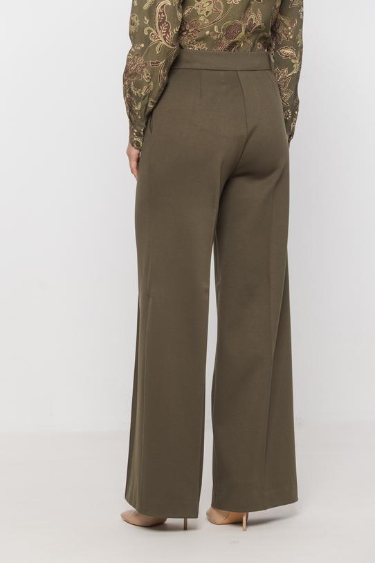 Oliwkowe eleganckie spodnie ze stębnowanym kantem - 4