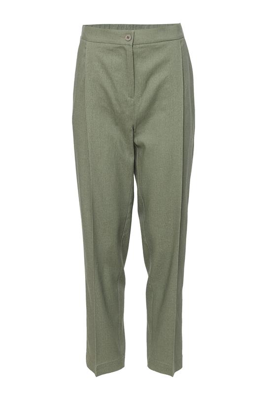 Oliwkowe spodnie w kant z wiskozy i lnu - 1