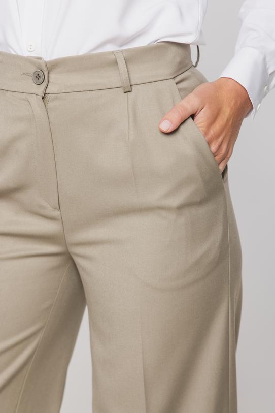 Oliwkowe spodnie z szeroką nogawką - 4