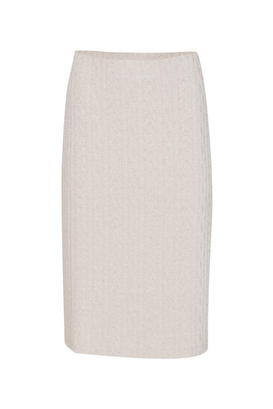 Ołówkowa beżowa spódnica z dzianiny sweterkowej - 1